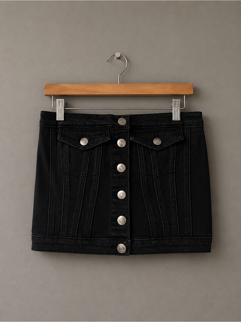 Rue21 Black Denim Corset Tube Top Women’s M Button Front Strapless Bustier Y2K